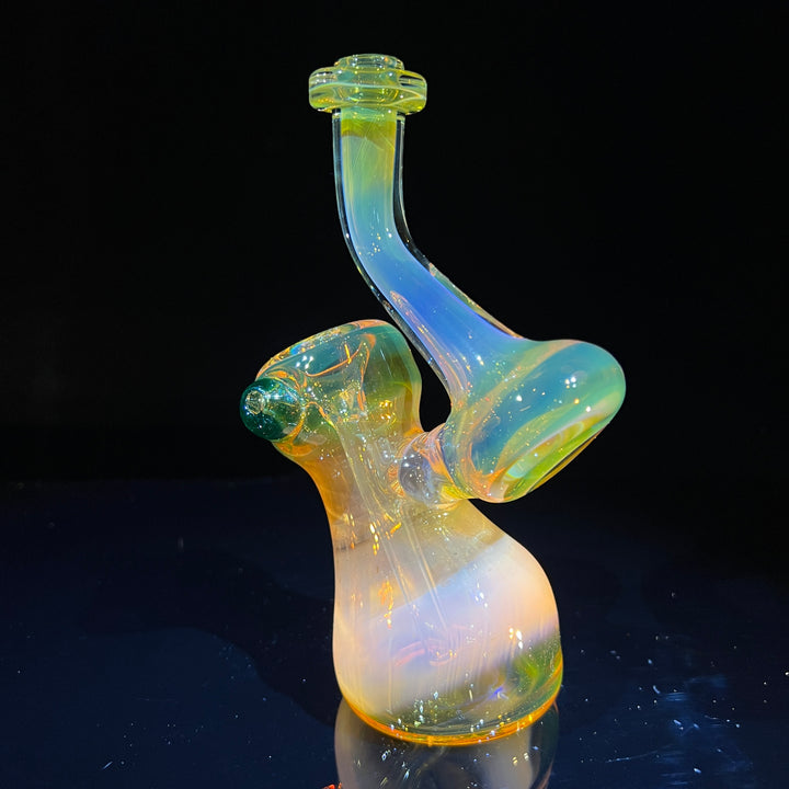 Gold Fume Bubbler with Green Carb Glass Pipe Cose Glass   