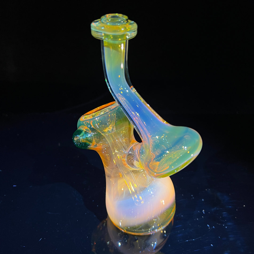 Gold Fume Bubbler with Green Carb Glass Pipe Cose Glass   