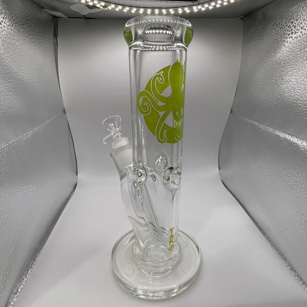 9 mm TAKO Label Straight Bong Green-10" Glass Pipe TG   