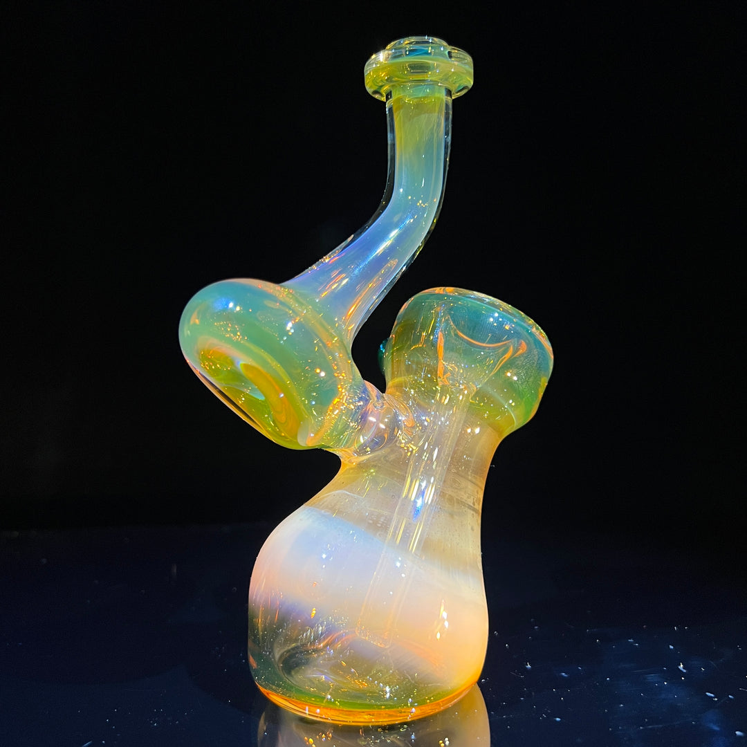 Gold Fume Bubbler with Green Carb Glass Pipe Cose Glass   