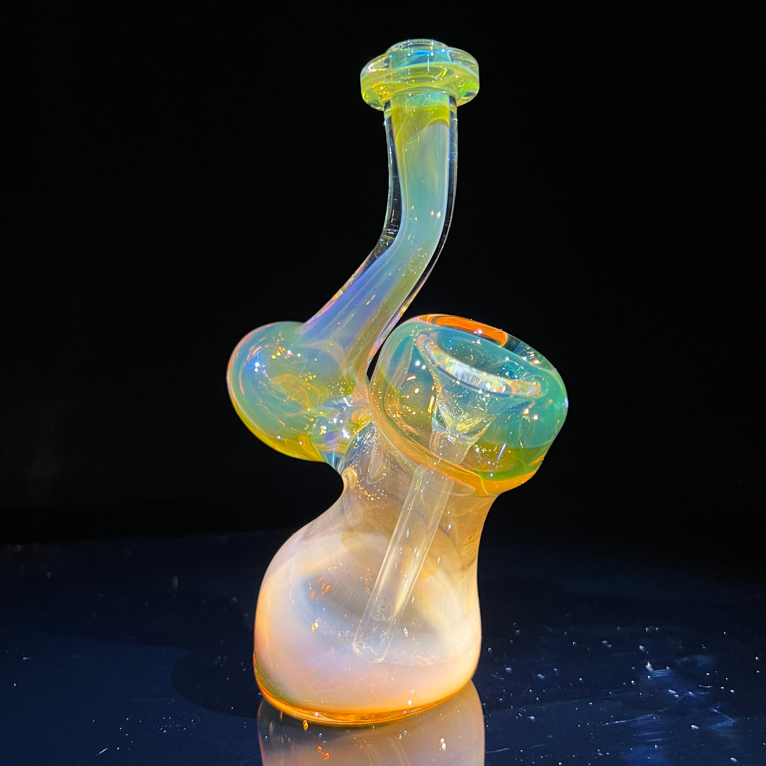 Gold Fume Bubbler with Green Carb Glass Pipe Cose Glass   