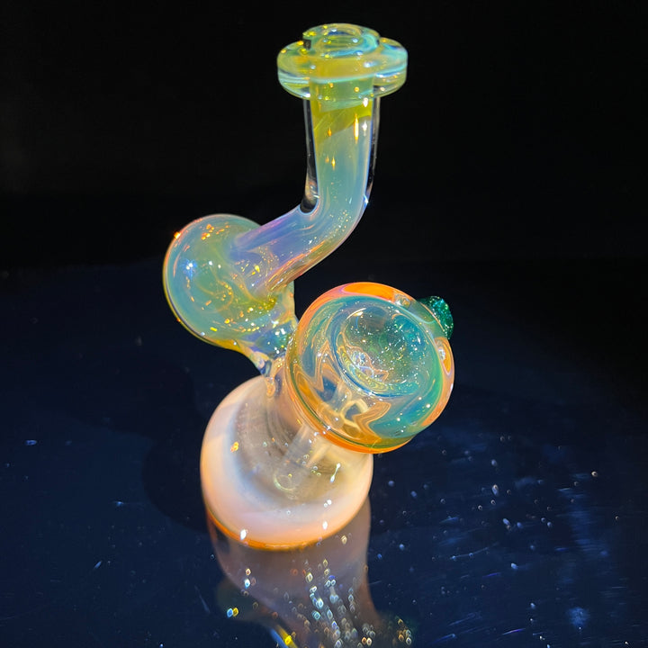 Gold Fume Bubbler with Green Carb Glass Pipe Cose Glass   