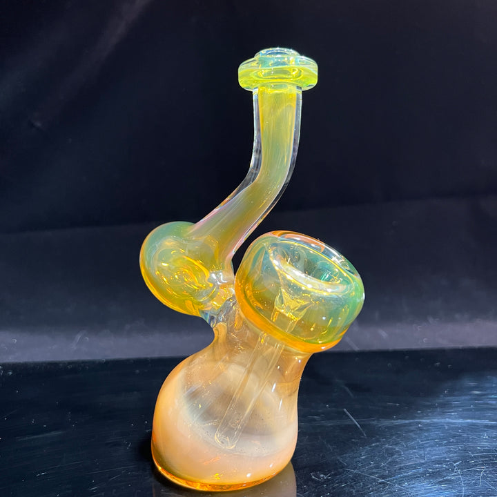 Gold Fume Bubbler with Green Carb Glass Pipe Cose Glass   