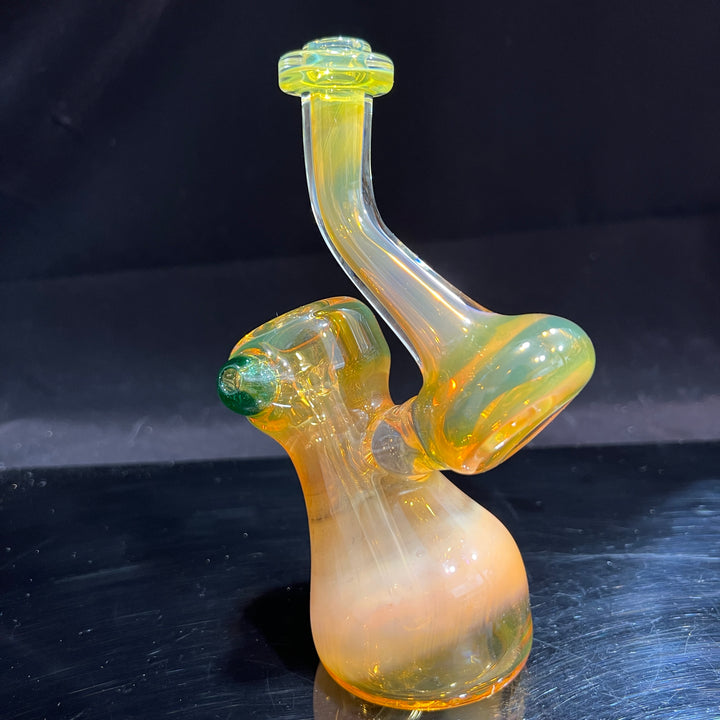 Gold Fume Bubbler with Green Carb Glass Pipe Cose Glass   