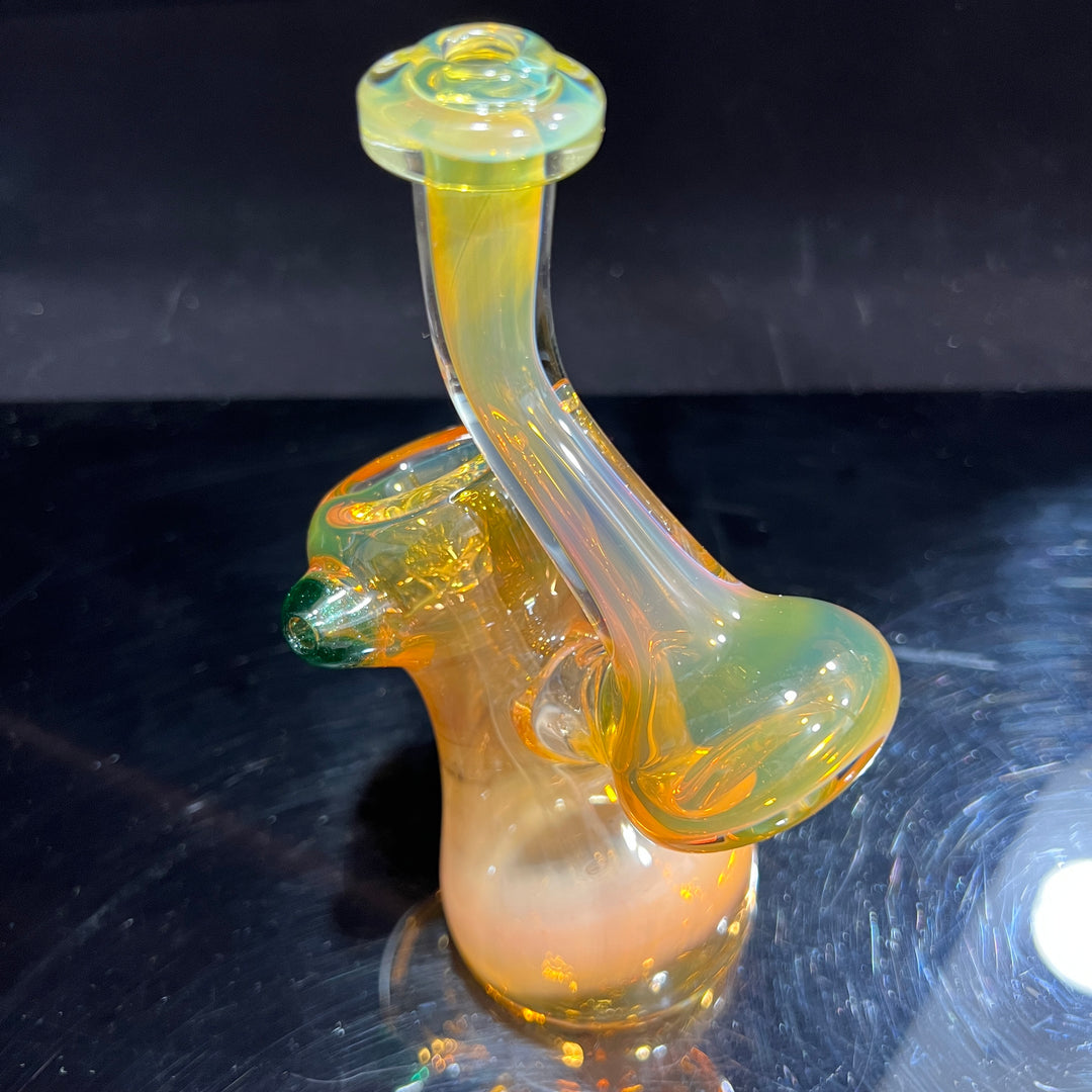 Gold Fume Bubbler with Green Carb Glass Pipe Cose Glass   