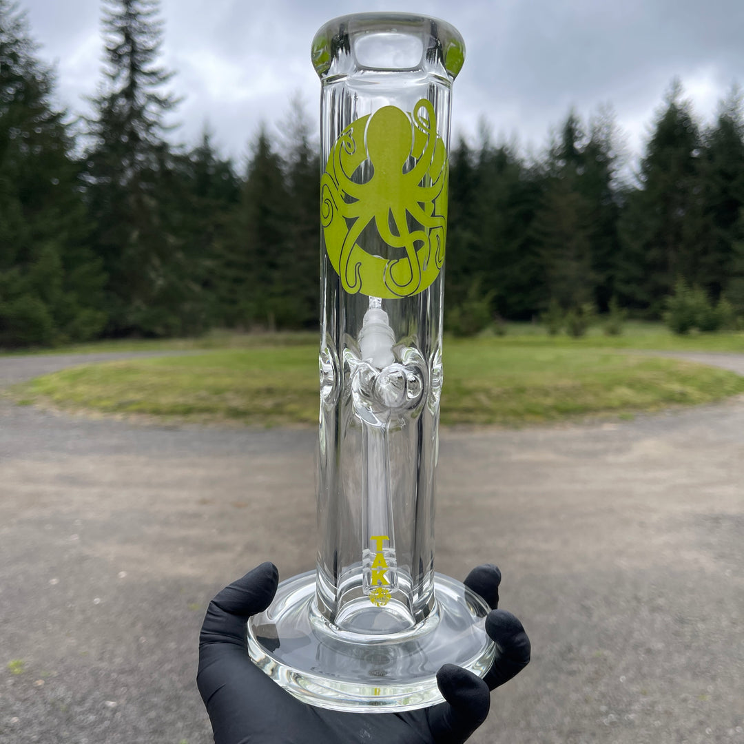 9 mm TAKO Label Straight Bong Green-10" Glass Pipe TG   