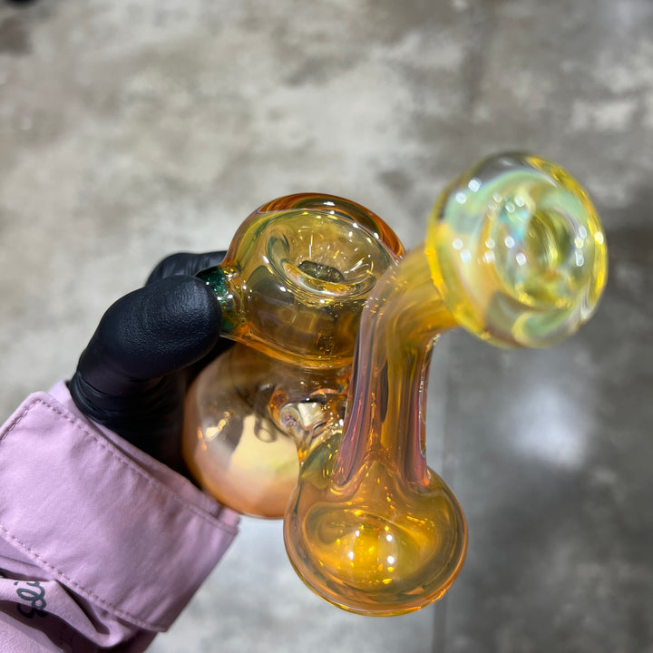 Gold Fume Bubbler with Green Carb Glass Pipe Cose Glass   