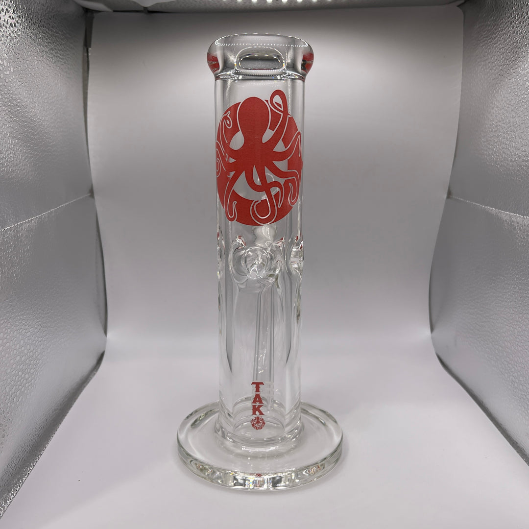 9 mm TAKO Label Straight Bong Red-10" Glass Pipe TG   