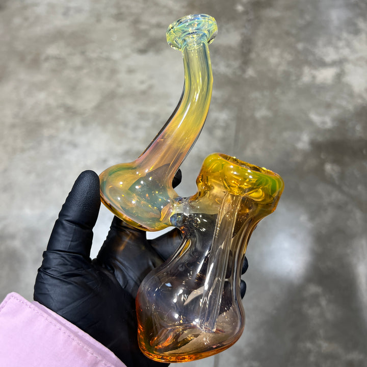 Gold Fume Bubbler with Yellow Carb Glass Pipe Cose Glass   