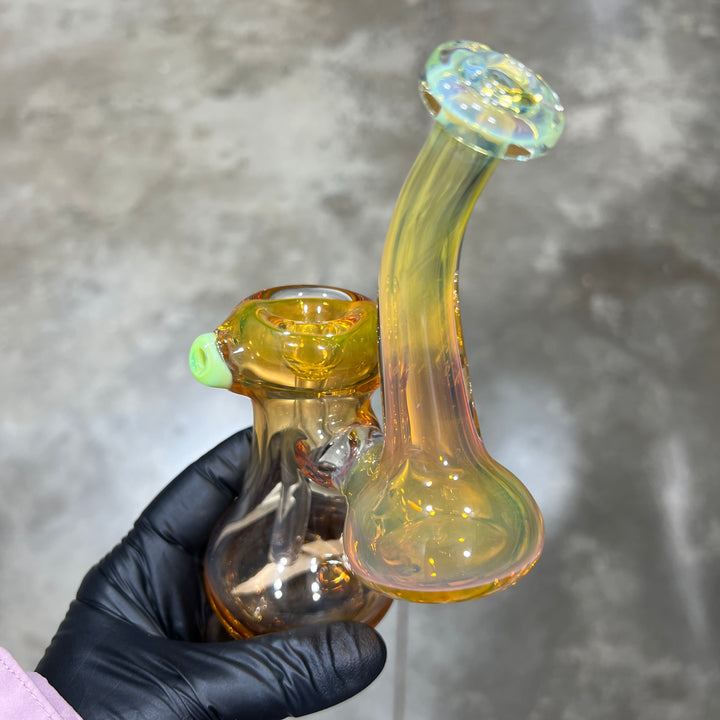 Gold Fume Bubbler with Yellow Carb Glass Pipe Cose Glass   