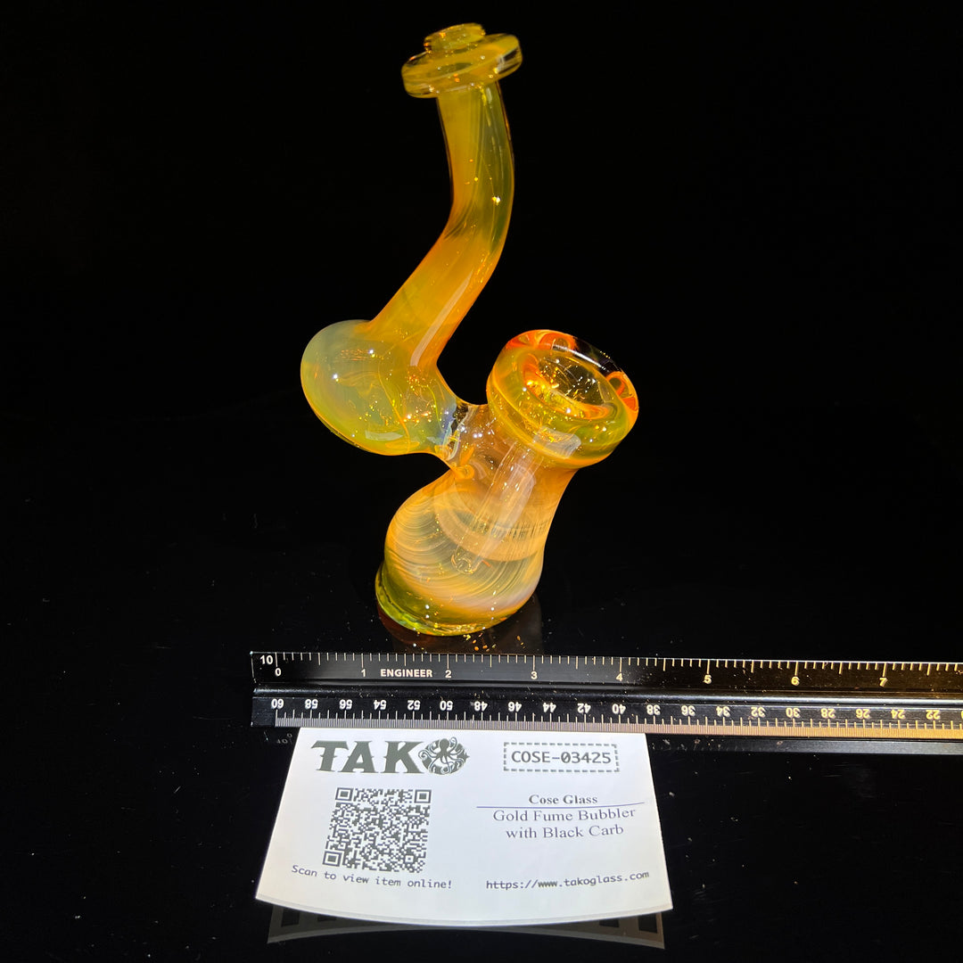 Gold Fume Bubbler with Black Carb Glass Pipe Cose Glass   