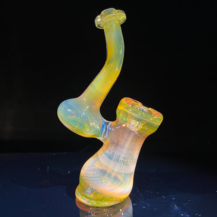 Gold Fume Bubbler with Black Carb Glass Pipe Cose Glass   