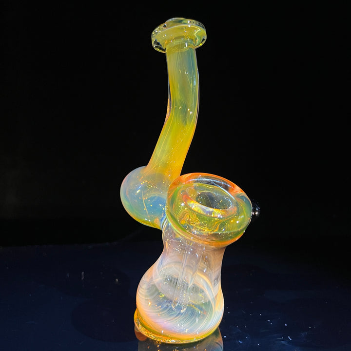 Gold Fume Bubbler with Black Carb Glass Pipe Cose Glass   