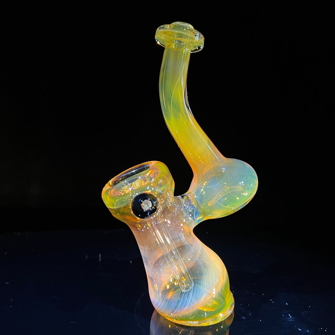 Gold Fume Bubbler with Black Carb Glass Pipe Cose Glass   