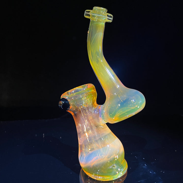 Gold Fume Bubbler with Black Carb Glass Pipe Cose Glass   