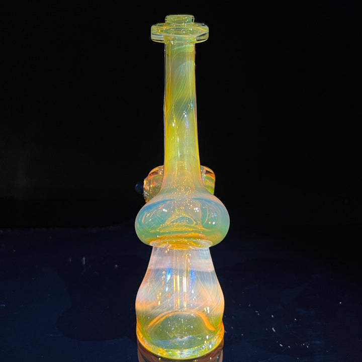 Gold Fume Bubbler with Black Carb Glass Pipe Cose Glass   