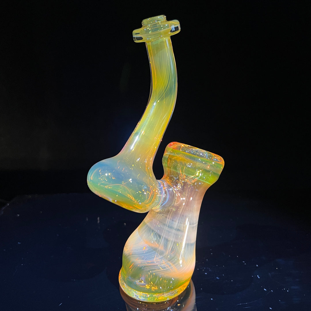 Gold Fume Bubbler with Black Carb Glass Pipe Cose Glass   