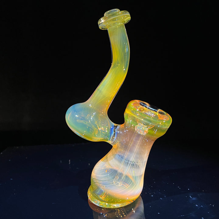 Gold Fume Bubbler with Black Carb Glass Pipe Cose Glass   