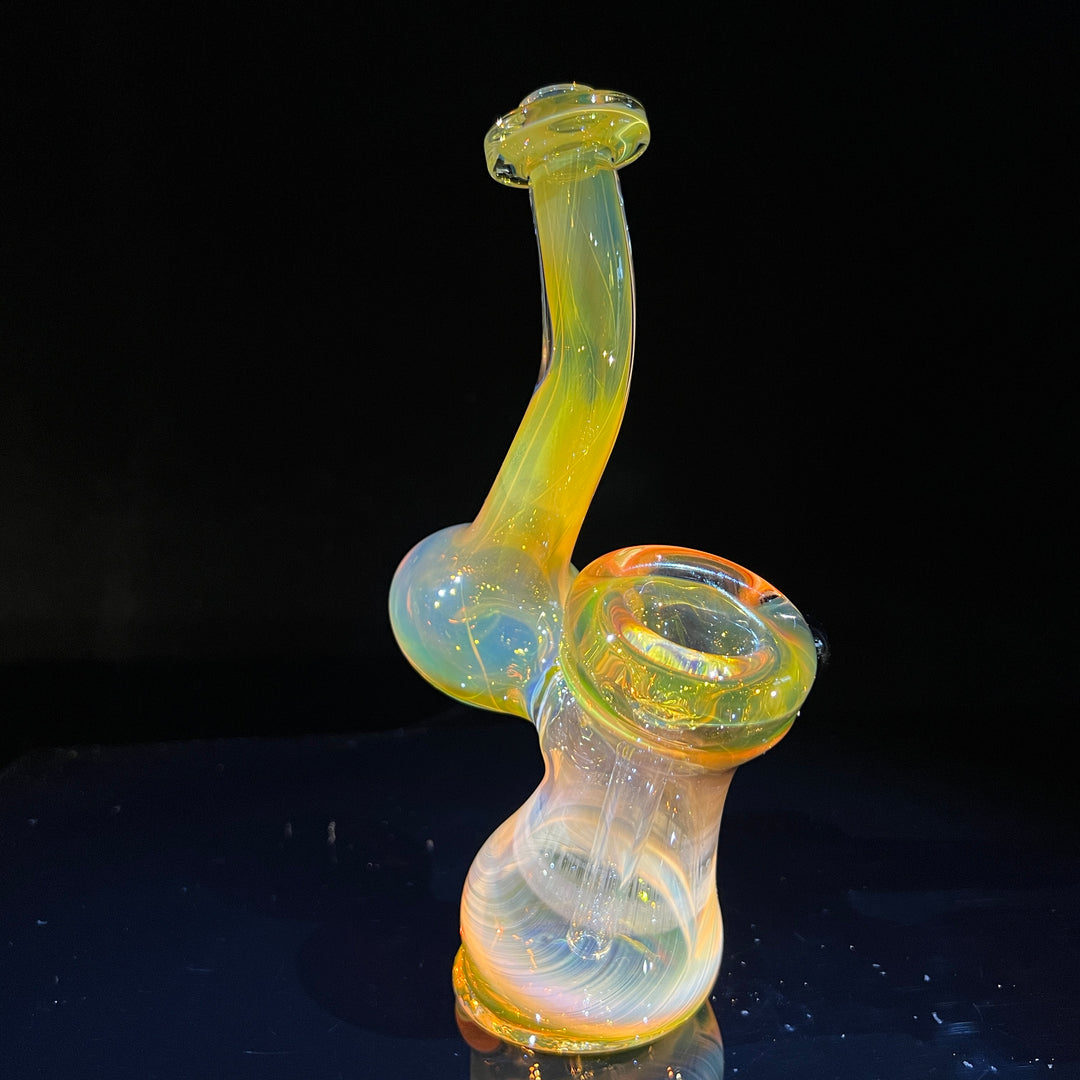 Gold Fume Bubbler with Black Carb Glass Pipe Cose Glass   