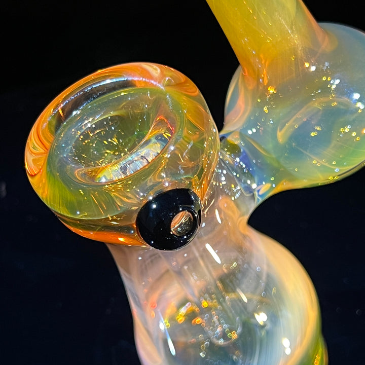 Gold Fume Bubbler with Black Carb Glass Pipe Cose Glass   