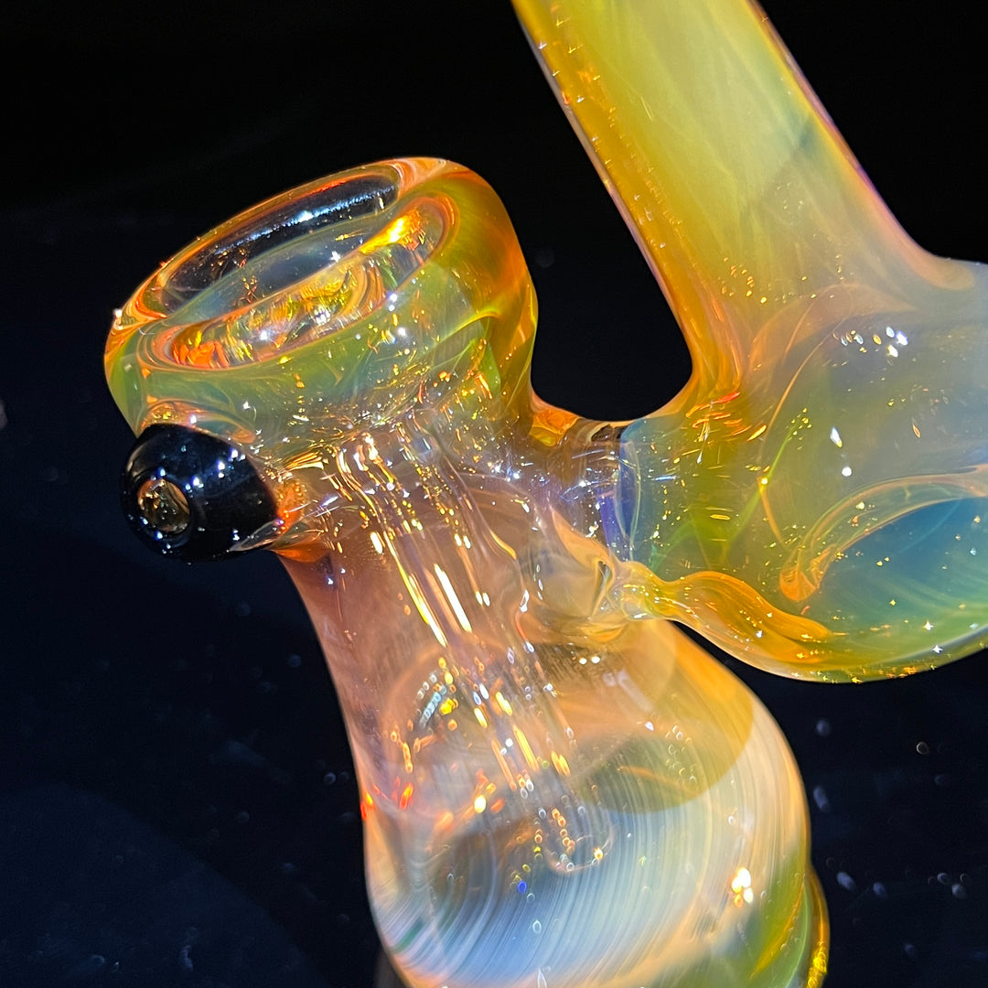 Gold Fume Bubbler with Black Carb Glass Pipe Cose Glass   