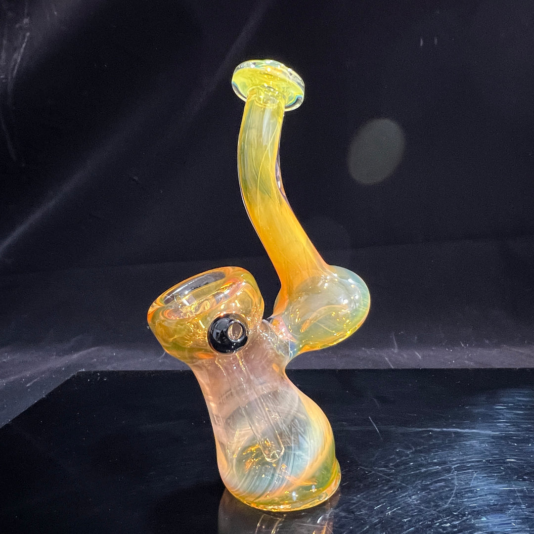 Gold Fume Bubbler with Black Carb Glass Pipe Cose Glass   