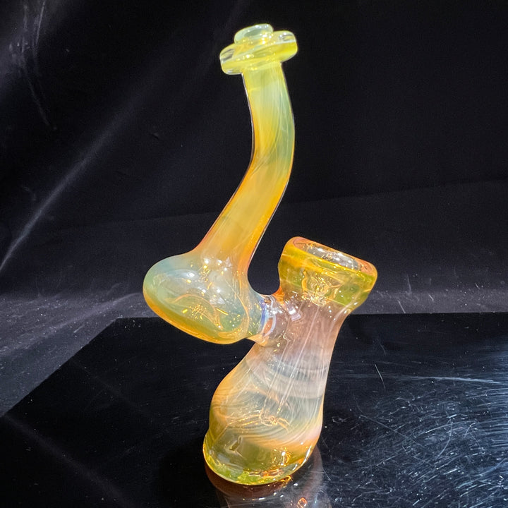 Gold Fume Bubbler with Black Carb Glass Pipe Cose Glass   