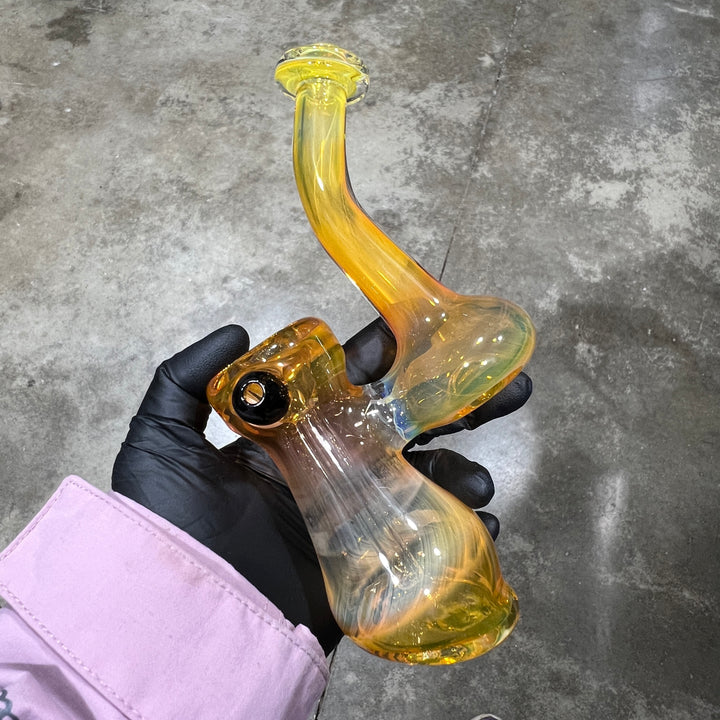 Gold Fume Bubbler with Black Carb Glass Pipe Cose Glass   