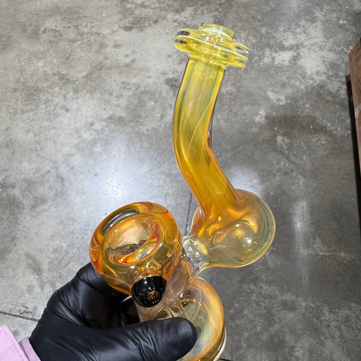 Gold Fume Bubbler with Black Carb Glass Pipe Cose Glass   