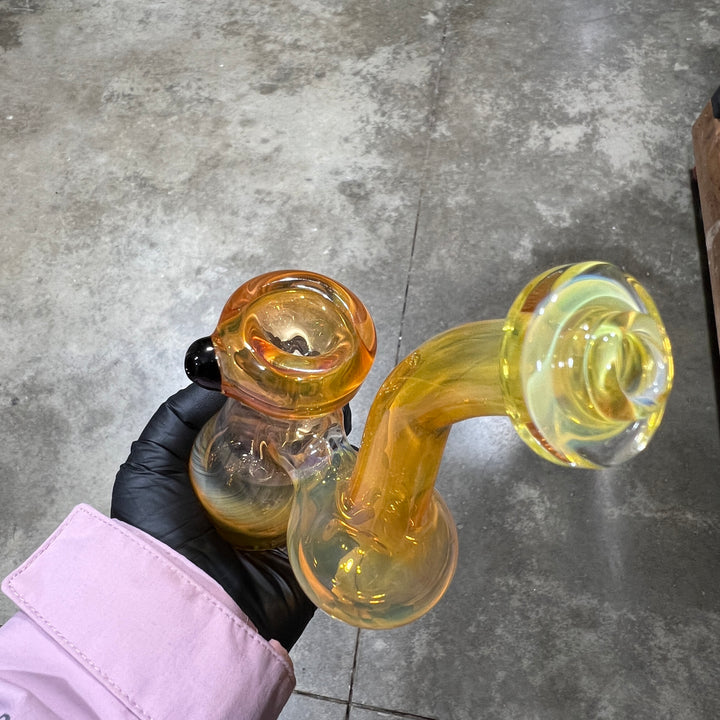 Gold Fume Bubbler with Black Carb Glass Pipe Cose Glass   