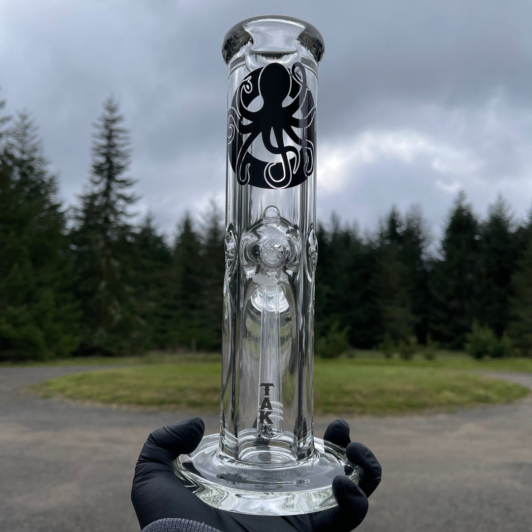 9 mm TAKO Label Straight Bong Black-10" Glass Pipe TG   