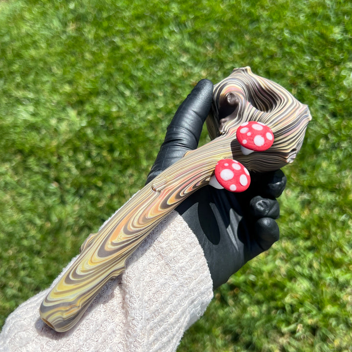 Woodgrain Mushroom Gandalf Pipe Glass Pipe Wazoo Glass   