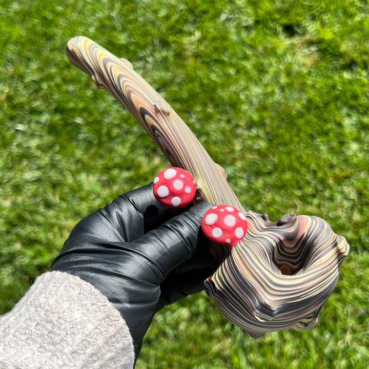 Woodgrain Mushroom Gandalf Pipe Glass Pipe Wazoo Glass   