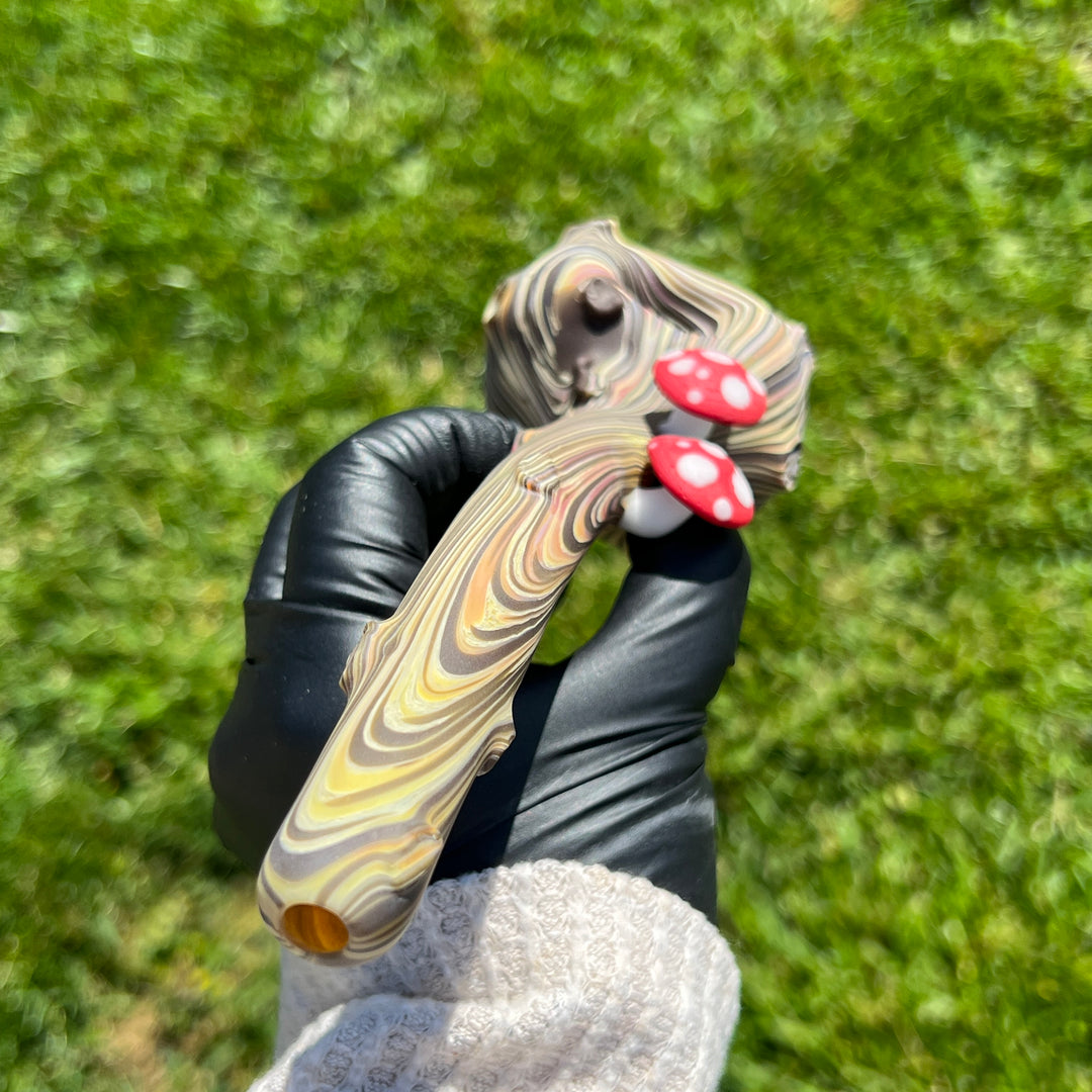 Woodgrain Mushroom Gandalf Pipe Glass Pipe Wazoo Glass   