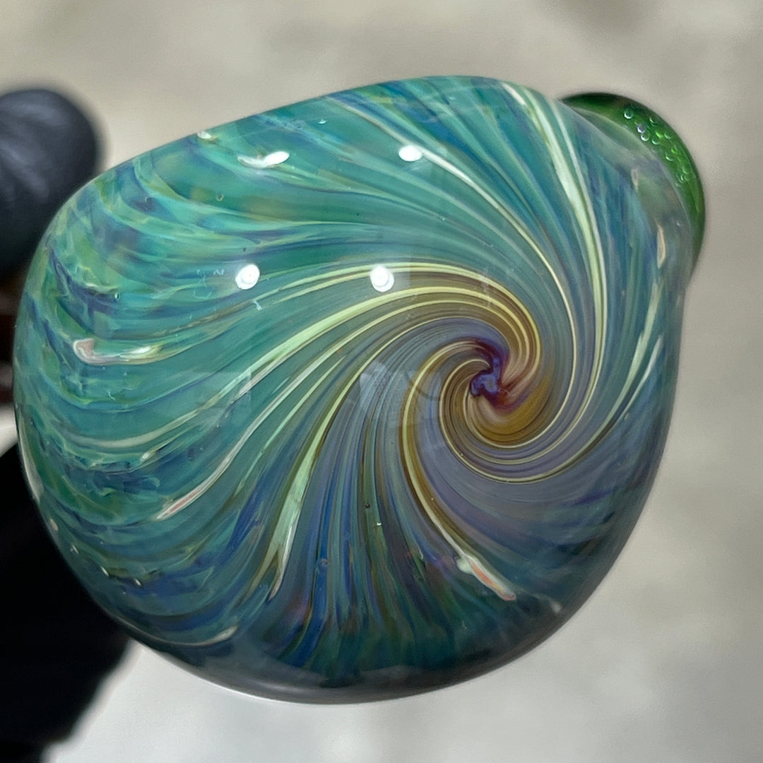 Green Swirls Fume Spoon Glass Pipe Cose Glass   