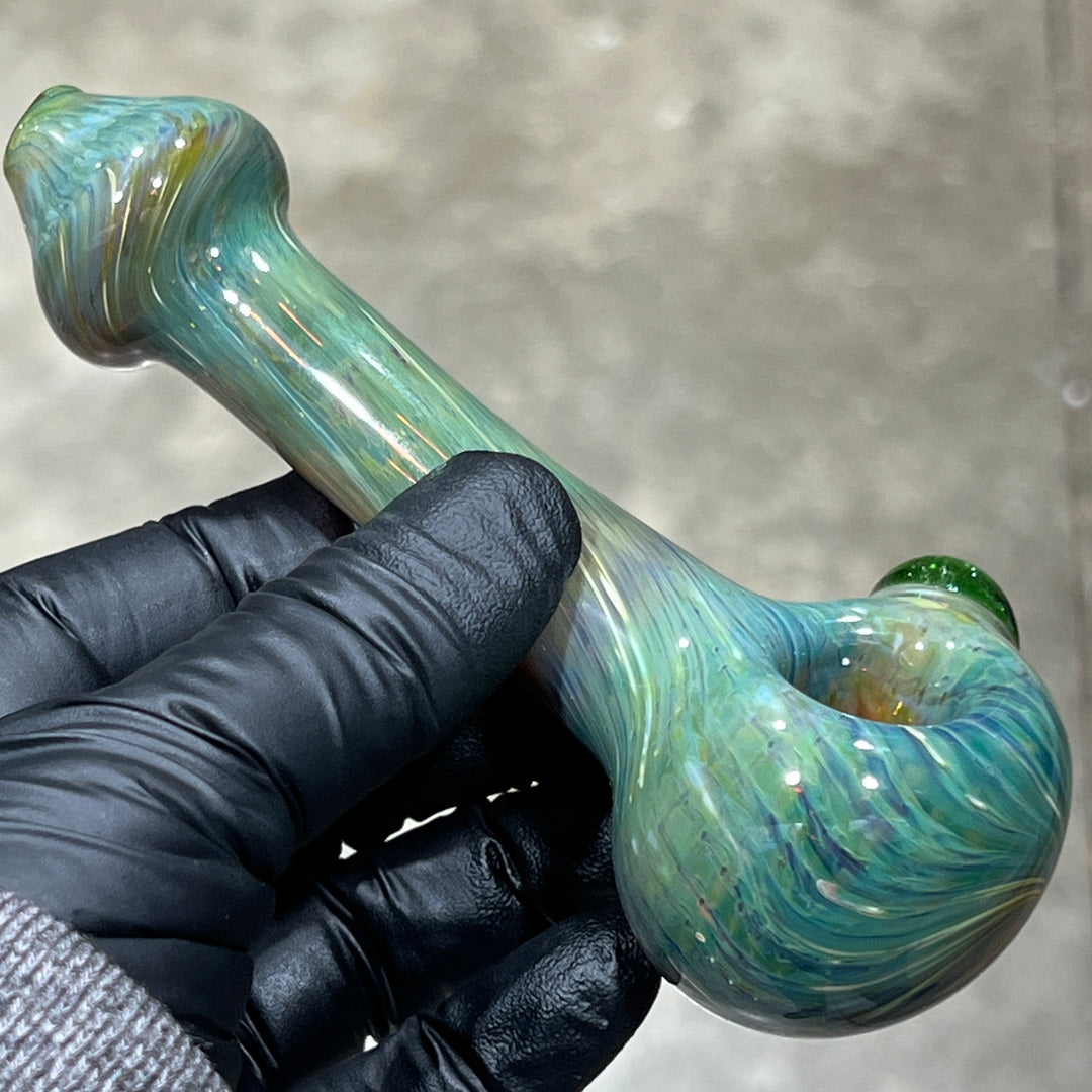 Green Swirls Fume Spoon Glass Pipe Cose Glass   