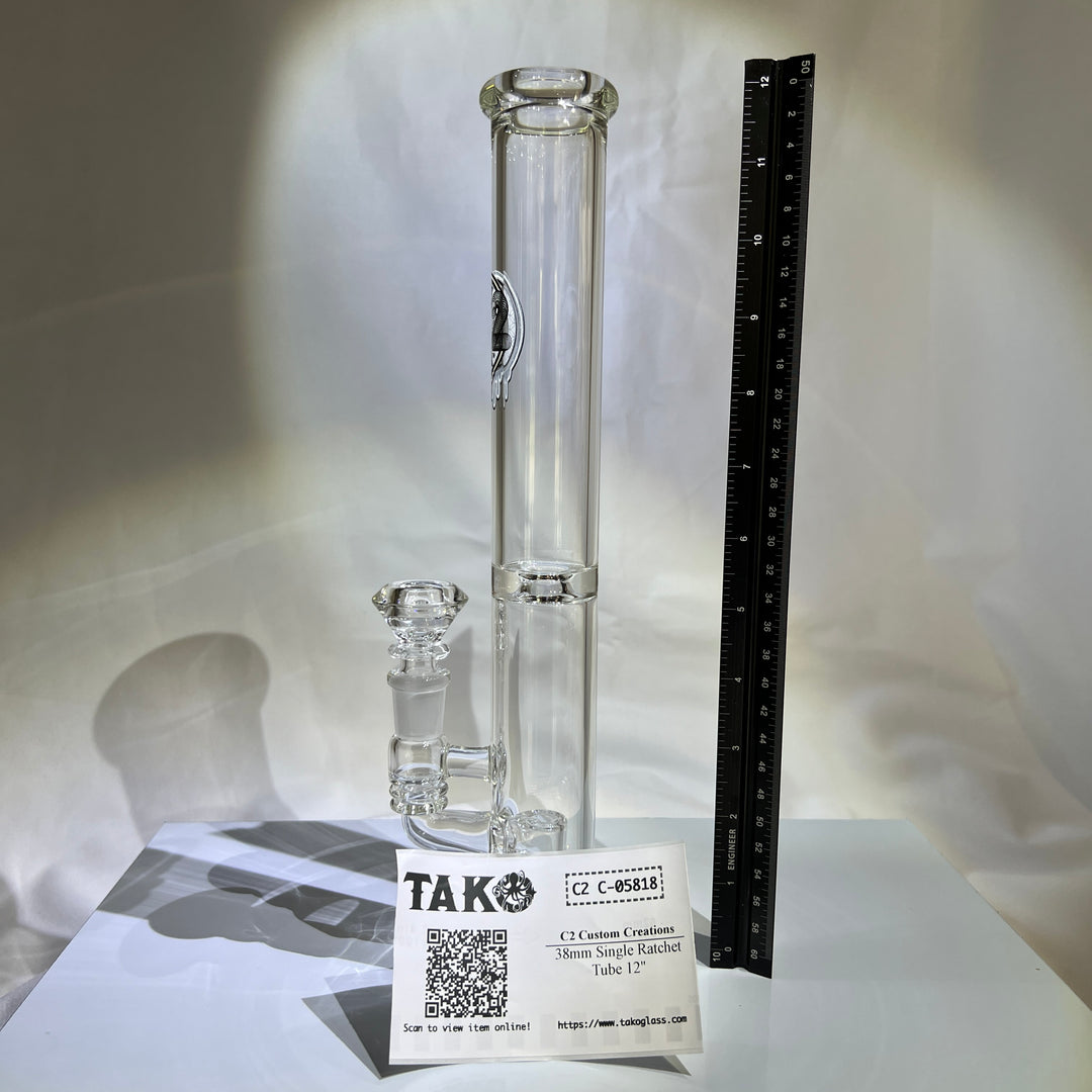 38mm Single Ratchet Tube 12" Glass Pipe C2 Custom Creations   