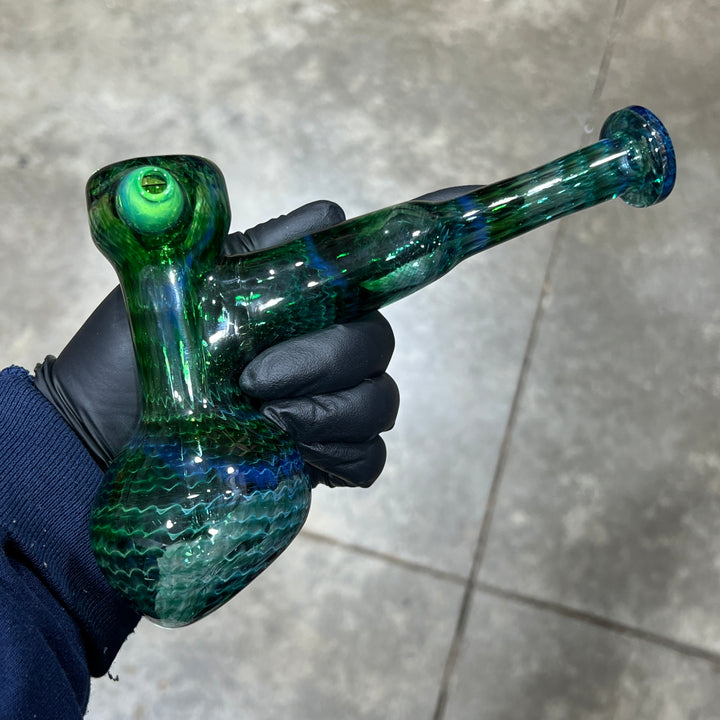 Forest Green Hammer Bubbler Glass Pipe Cose Glass   