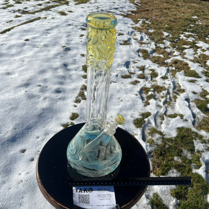 15" Fumed Swirl Beaker Bong Glass Pipe Mary Jane's Glass