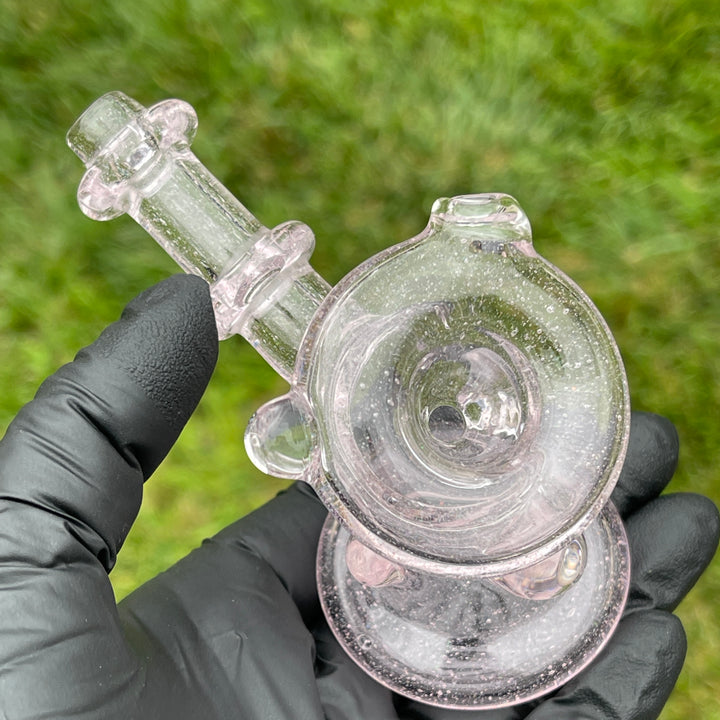 Pink Ray Opal Hand Cannon Glass Pipe JHP Glass   