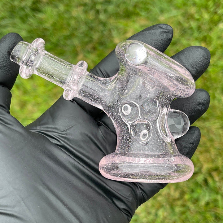 Pink Ray Opal Hand Cannon Glass Pipe JHP Glass   