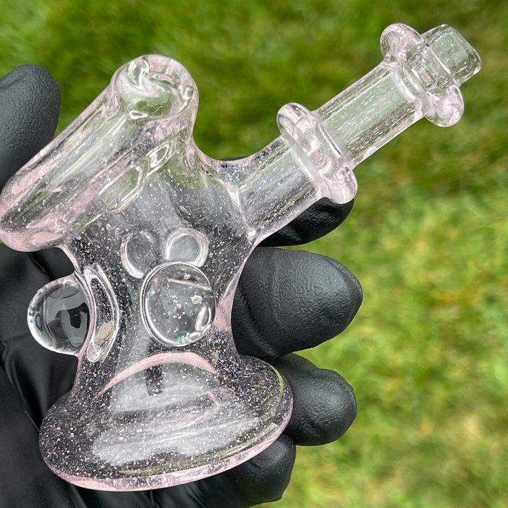 Pink Ray Opal Hand Cannon Glass Pipe JHP Glass   