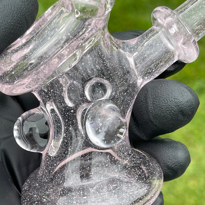 Pink Ray Opal Hand Cannon Glass Pipe JHP Glass   