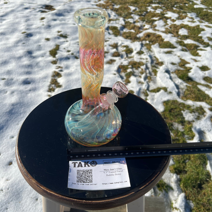 9.5" Fumed Swirl Bubble Bong Glass Pipe Mary Jane's Glass