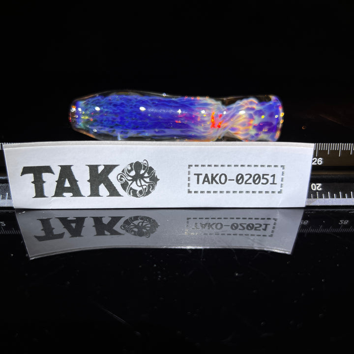 Purple Nebula Chillum with Crushed Opal Marble Glass Pipe Tako Glass   