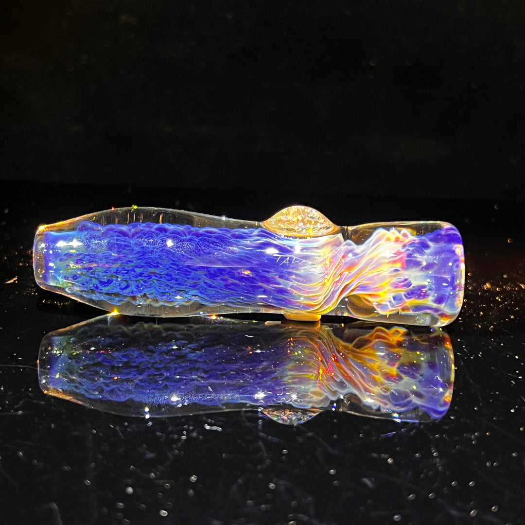 Purple Nebula Chillum with Crushed Opal Marble Glass Pipe Tako Glass   