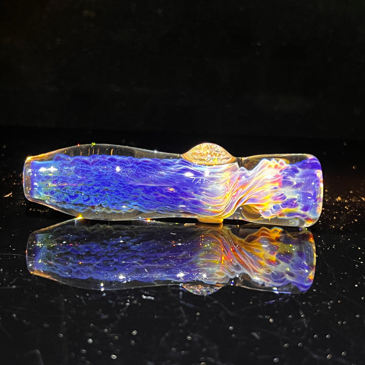 Purple Nebula Chillum with Crushed Opal Marble Glass Pipe Tako Glass   