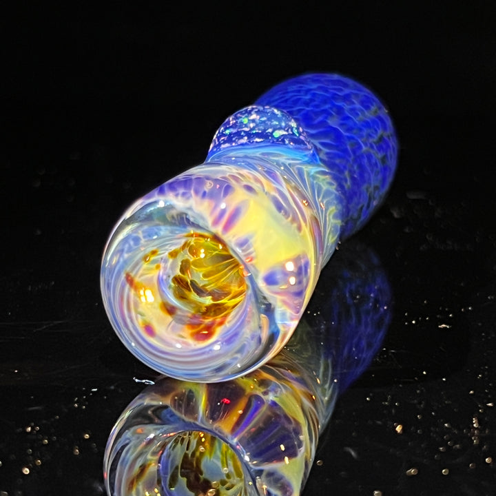 Purple Nebula Chillum with Crushed Opal Marble Glass Pipe Tako Glass   