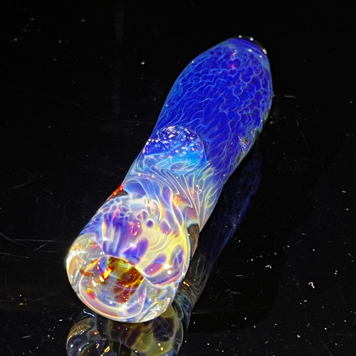 Purple Nebula Chillum with Crushed Opal Marble Glass Pipe Tako Glass   