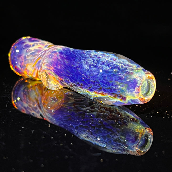 Purple Nebula Chillum with Crushed Opal Marble Glass Pipe Tako Glass   